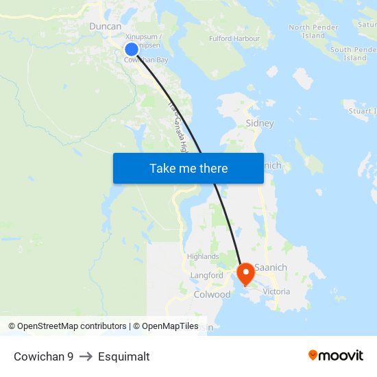 Cowichan 9 to Esquimalt map