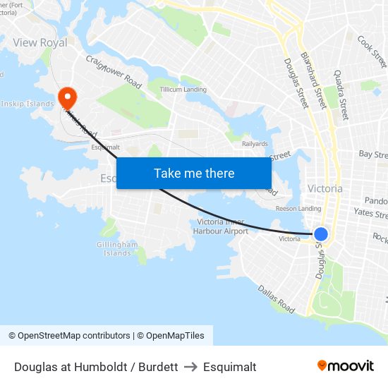 Douglas at Humboldt / Burdett to Esquimalt map