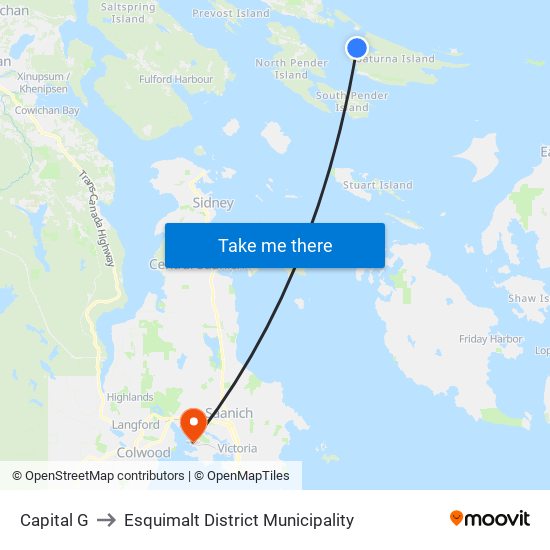 Capital G to Esquimalt District Municipality map