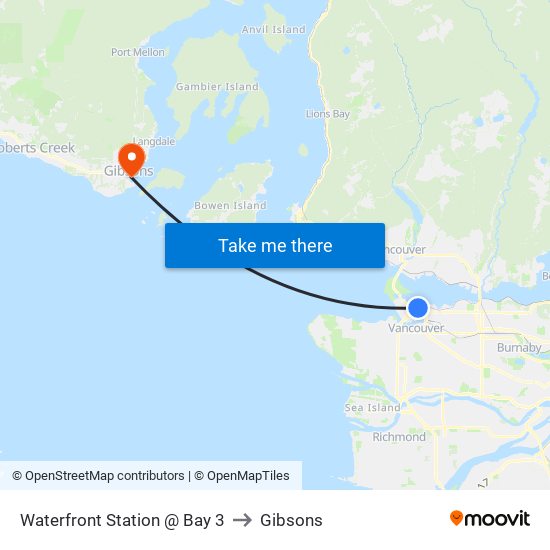 Waterfront Station @ Bay 3 to Gibsons map