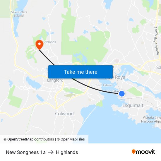 New Songhees 1a to Highlands map