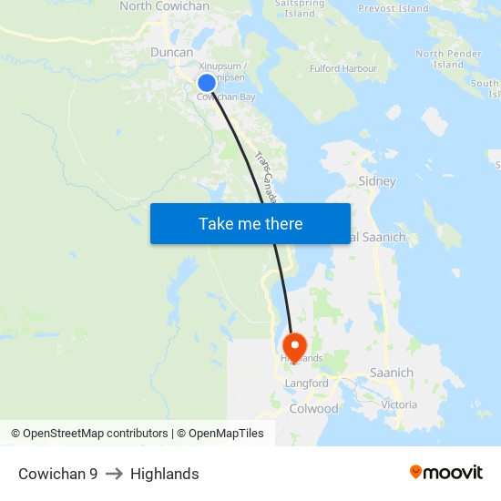 Cowichan 9 to Highlands map