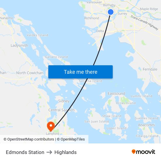 Edmonds Station to Highlands map