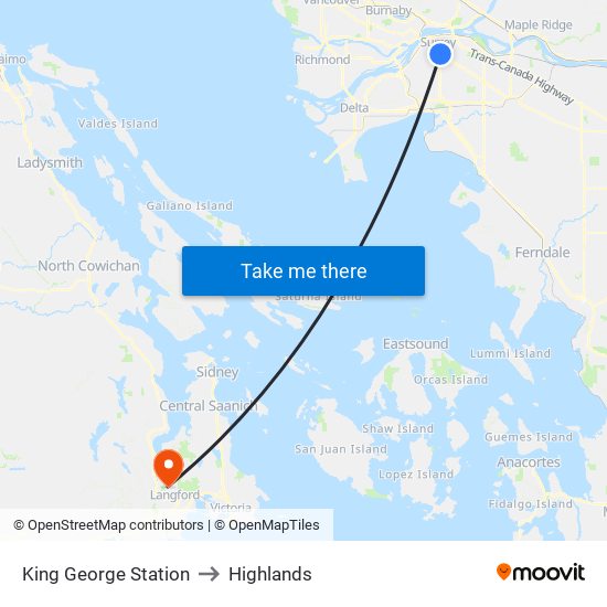 King George Station to Highlands map