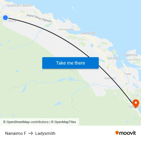 Nanaimo F to Ladysmith map