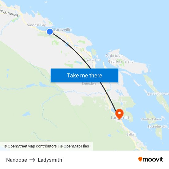 Nanoose to Ladysmith map