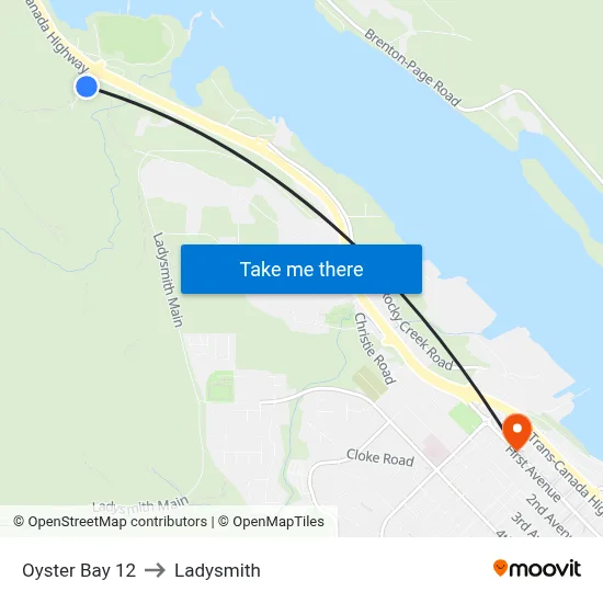 Oyster Bay 12 to Ladysmith map