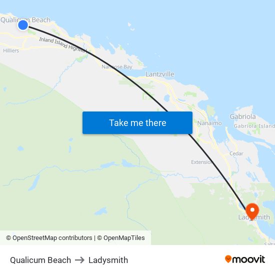 Qualicum Beach to Ladysmith map