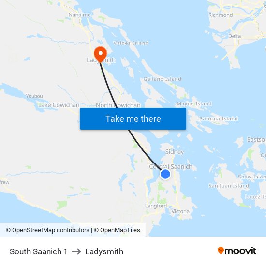 South Saanich 1 to Ladysmith map