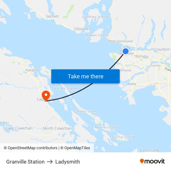 Granville Station to Ladysmith map