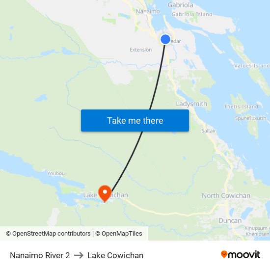 Nanaimo River 2 to Lake Cowichan map