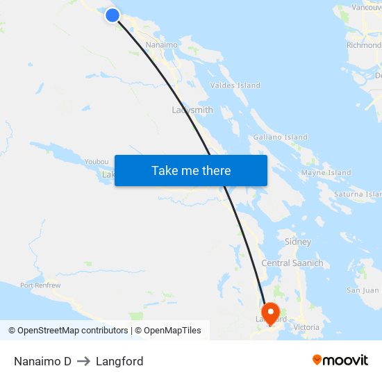 Nanaimo D to Langford map