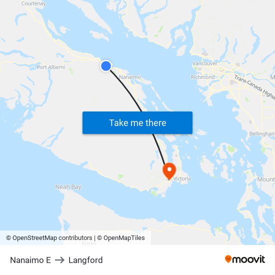 Nanaimo E to Langford map