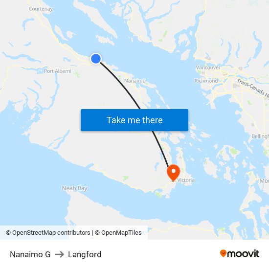 Nanaimo G to Langford map