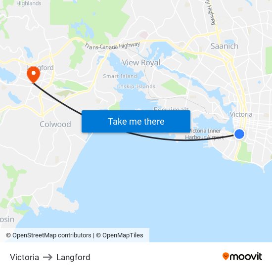 Victoria to Langford map