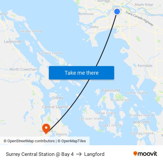 Surrey Central Station @ Bay 4 to Langford map