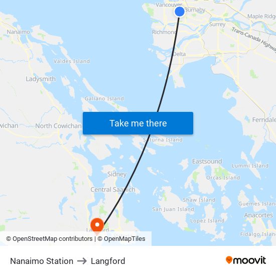 Nanaimo Station to Langford map