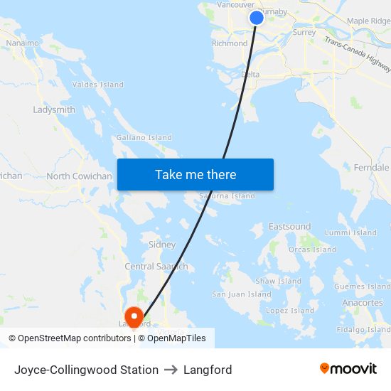 Joyce-Collingwood Station to Langford map