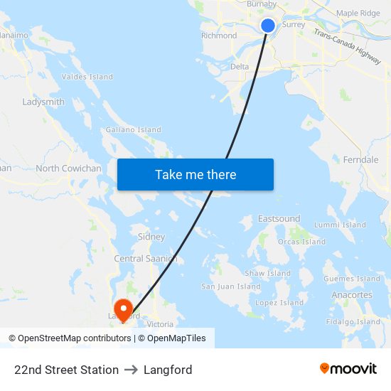 22nd Street Station to Langford map