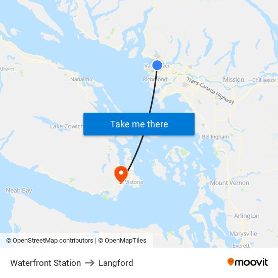 Waterfront Station to Langford map