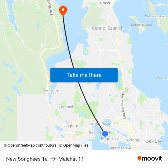 New Songhees 1a to Malahat 11 map