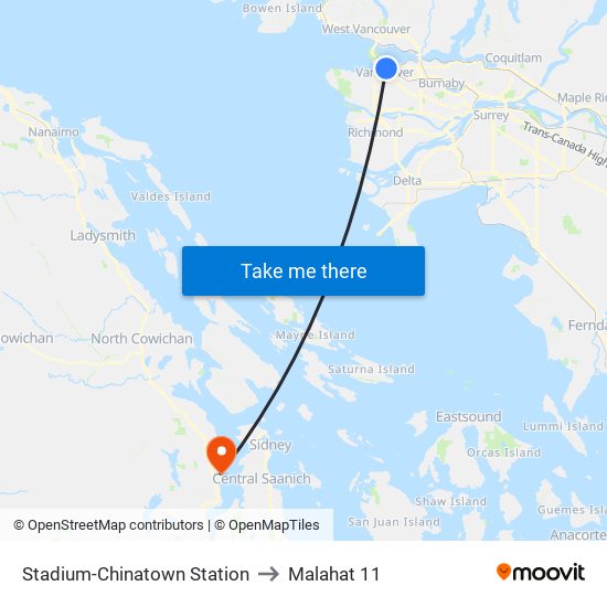 Stadium-Chinatown Station to Malahat 11 map