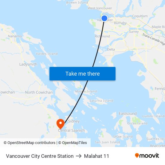 Vancouver City Centre Station to Malahat 11 map