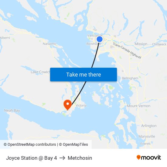 Joyce Station @ Bay 4 to Metchosin map