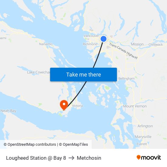 Lougheed Station @ Bay 8 to Metchosin map