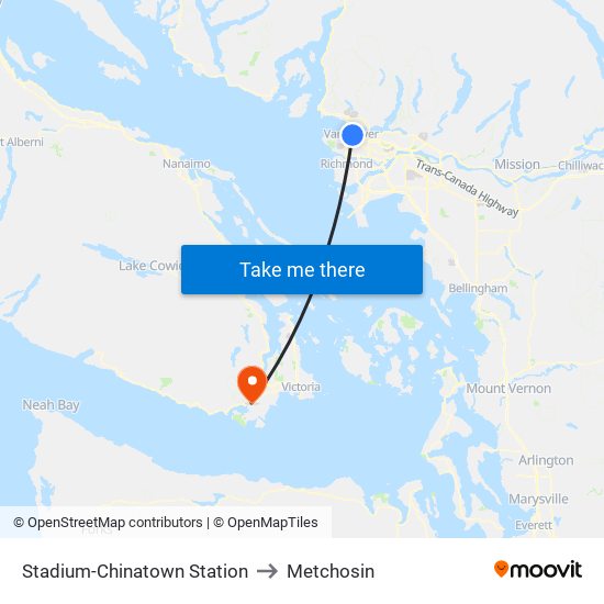 Stadium-Chinatown Station to Metchosin map