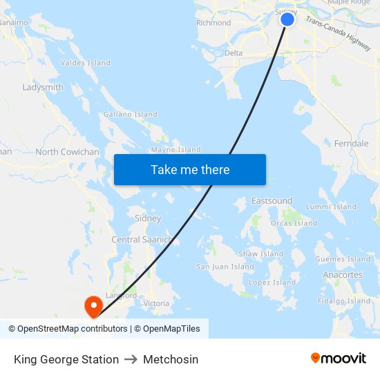 King George Station to Metchosin map