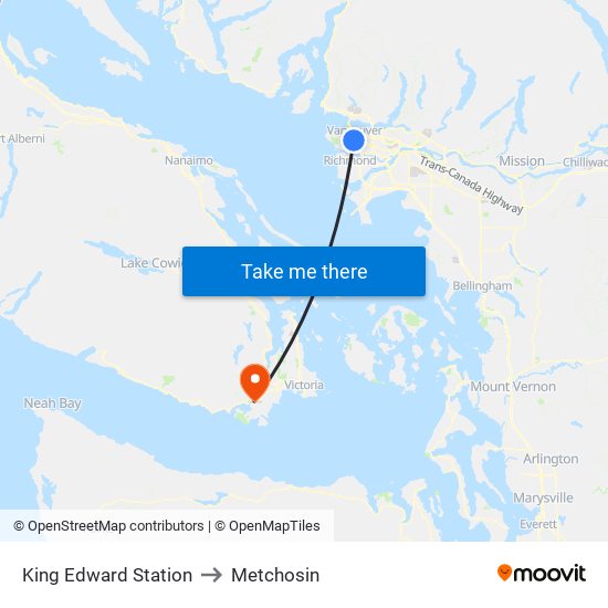 King Edward Station to Metchosin map