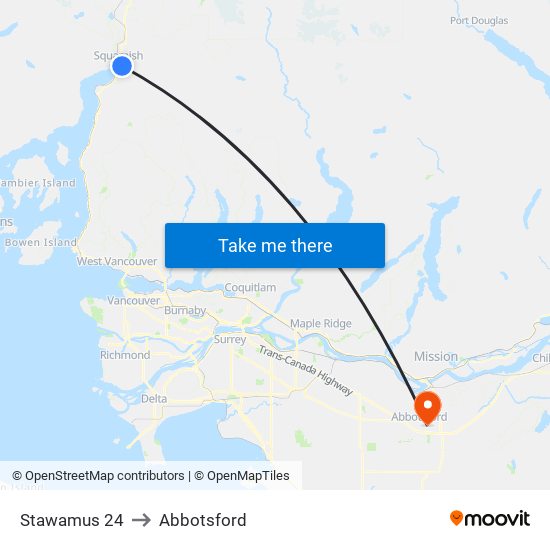 Stawamus 24 to Abbotsford map