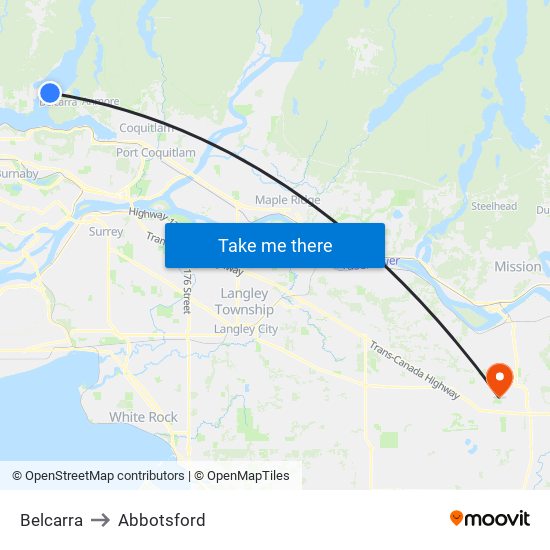 Belcarra to Abbotsford map