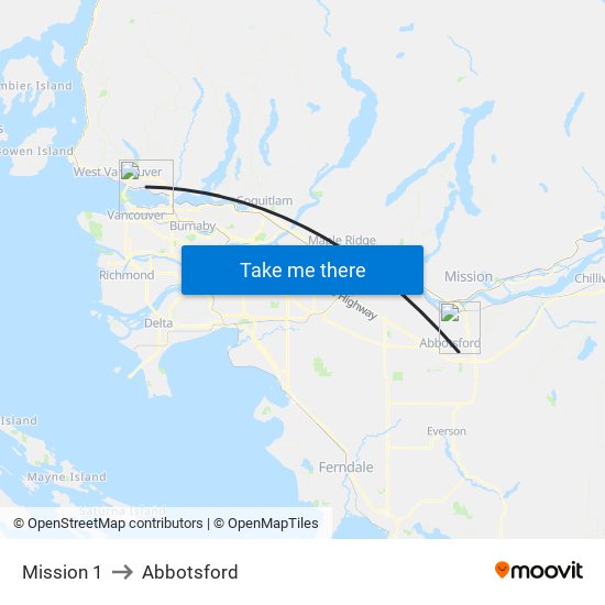 Mission 1 to Abbotsford map