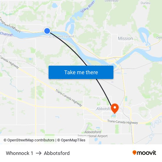 Whonnock 1 to Abbotsford map