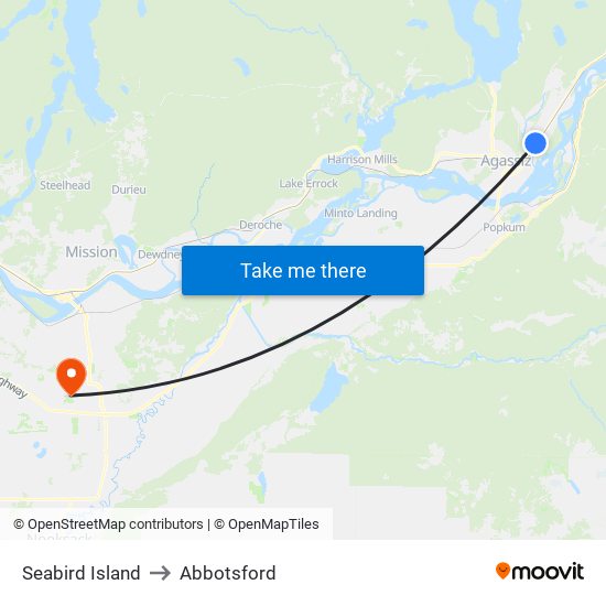 Seabird Island to Abbotsford map