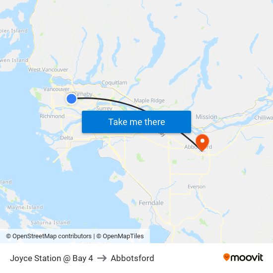 Joyce Station @ Bay 4 to Abbotsford map