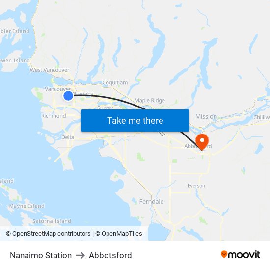 Nanaimo Station to Abbotsford map