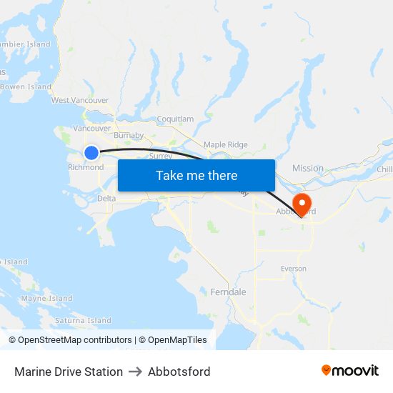 Marine Drive Station to Abbotsford map