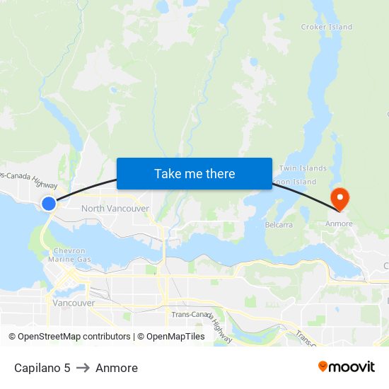 Capilano 5 to Anmore map