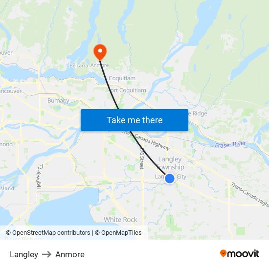 Langley to Anmore map