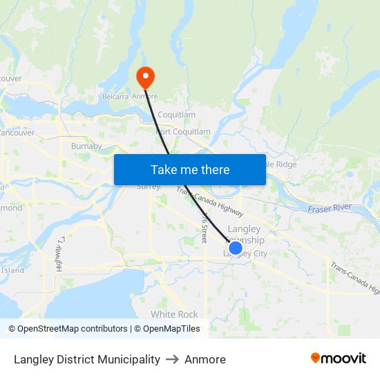 Langley District Municipality to Anmore map
