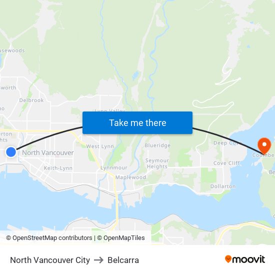 North Vancouver City to Belcarra map