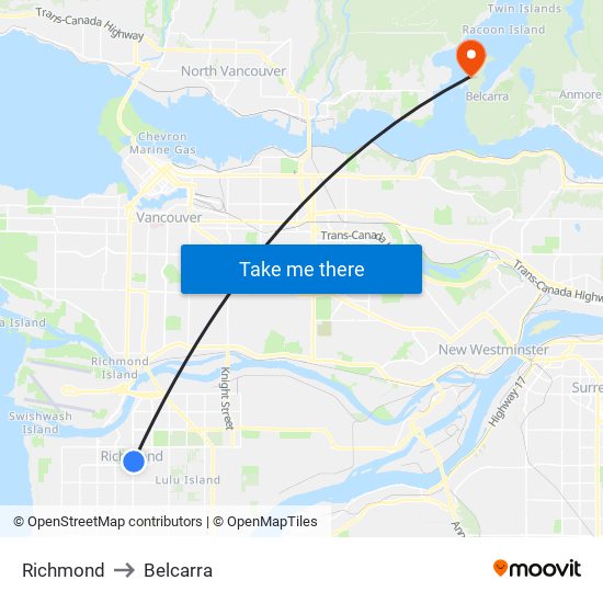 Richmond to Belcarra map