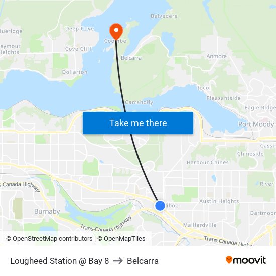 Lougheed Station @ Bay 8 to Belcarra map