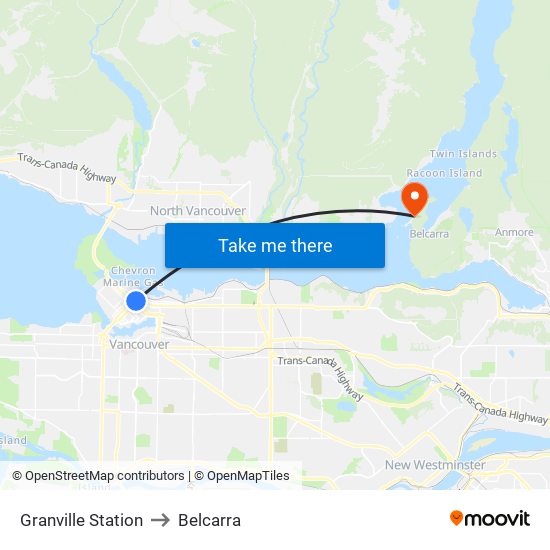 Granville Station to Belcarra map