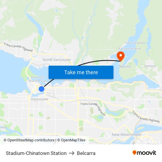 Stadium-Chinatown Station to Belcarra map