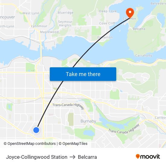 Joyce-Collingwood Station to Belcarra map