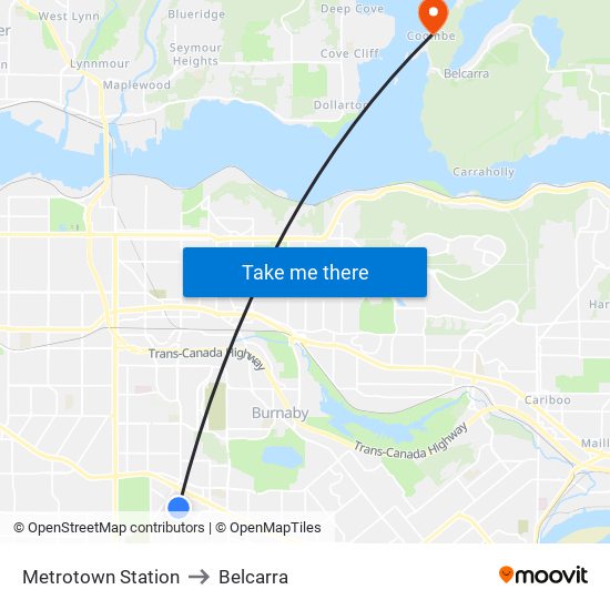 Metrotown Station to Belcarra map